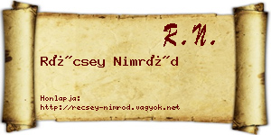 Récsey Nimród névjegykártya